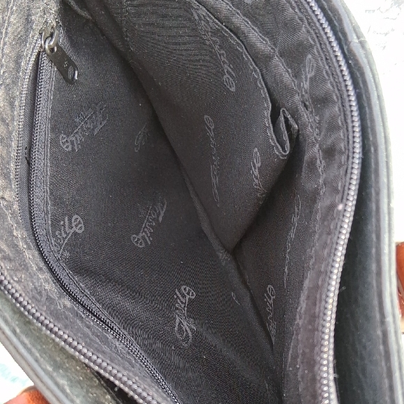 Fossil Black Leather Tote with Brown Handles - Picture 5 of 10